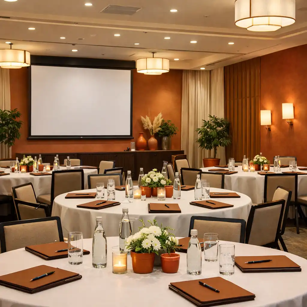 Elegancka sala konferencyjna przygotowana na event firmowy